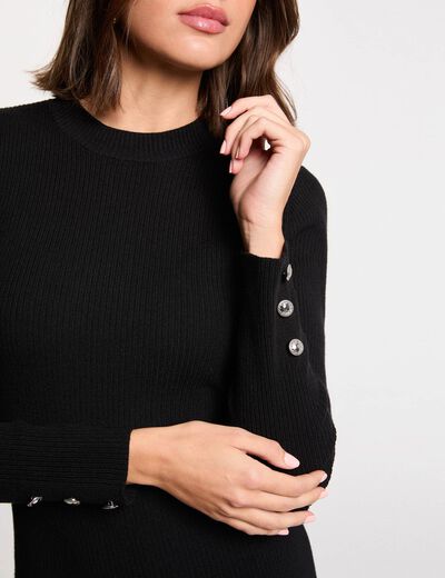 Vestido de punto corto negro mujer