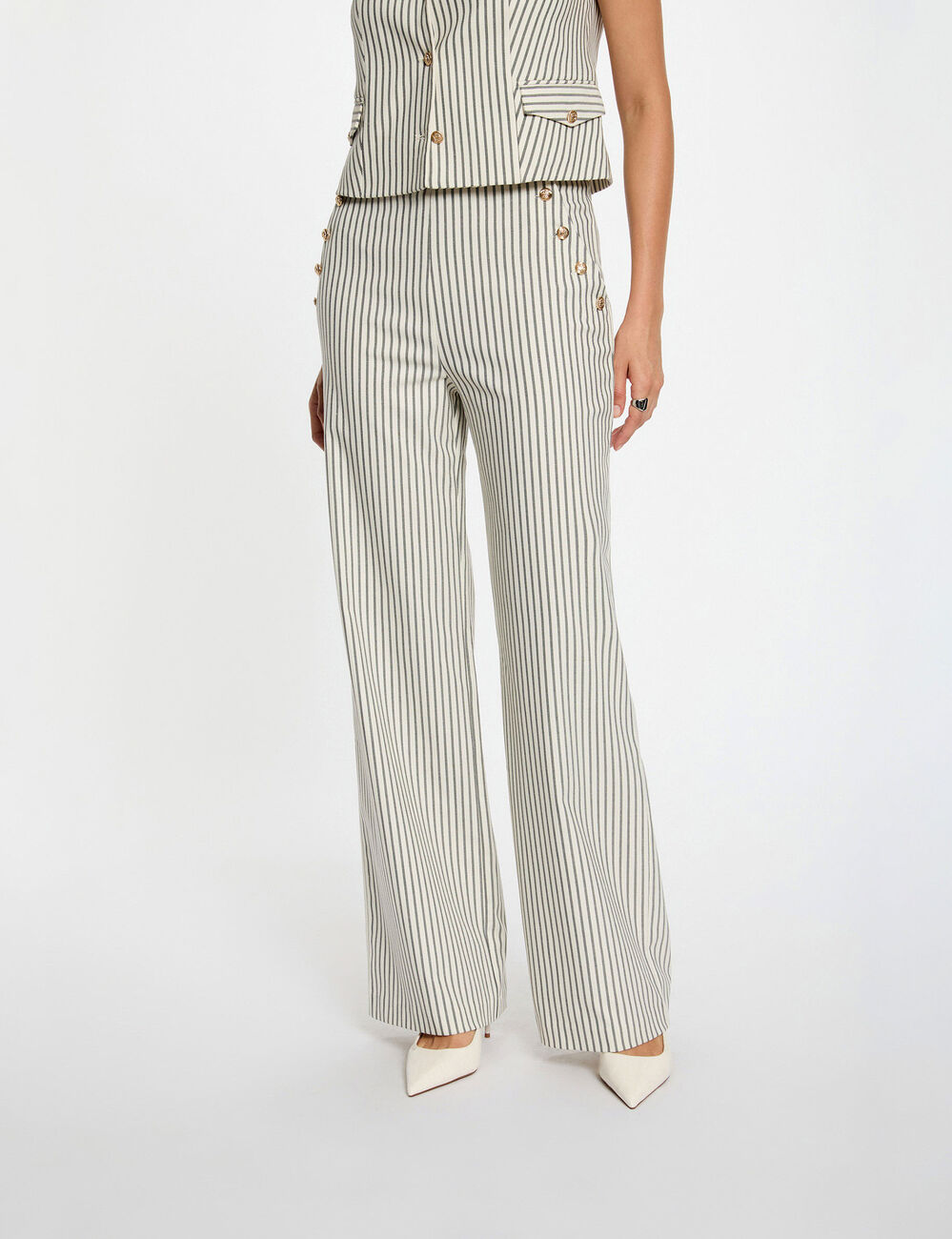 Pantal&oacute;n ancho de rayas multicolor mujer