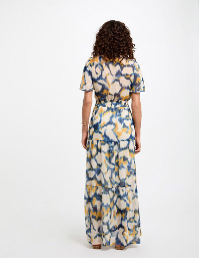 Vestido largo recto estampado multicolor mujer