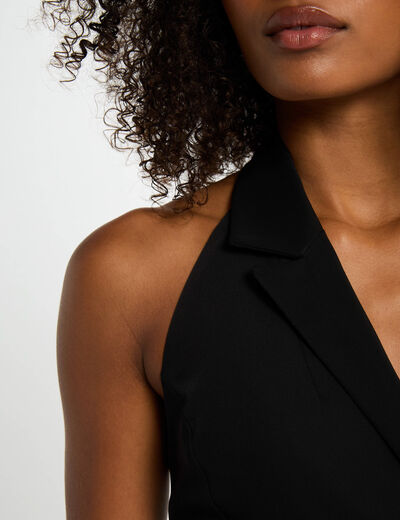 Vestido corto cruzado negro mujer