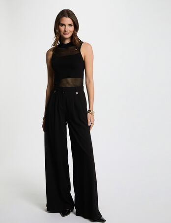 Pantalón pernera ancha holgado negro mujer