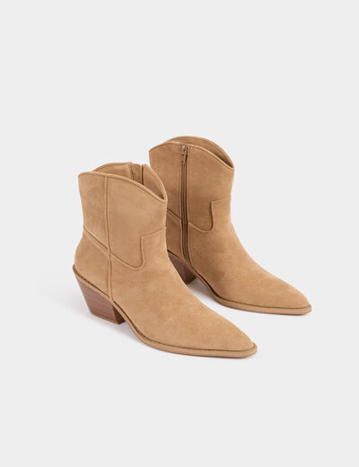 Botas estilo western beige mujer