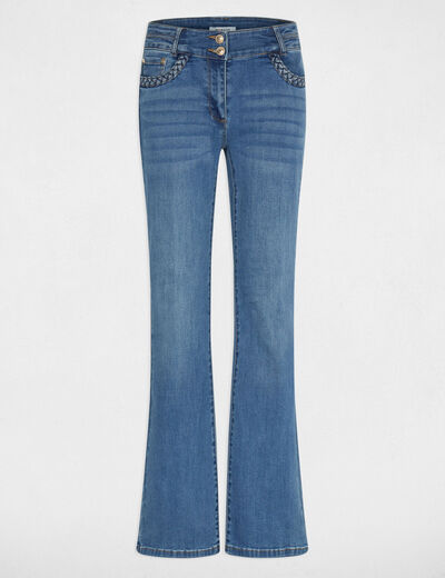 Vaquero bootcut trenzado denim stone mujer