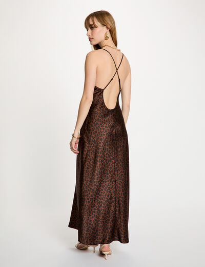 Vestido satinado con cuello en v multicolor mujer
