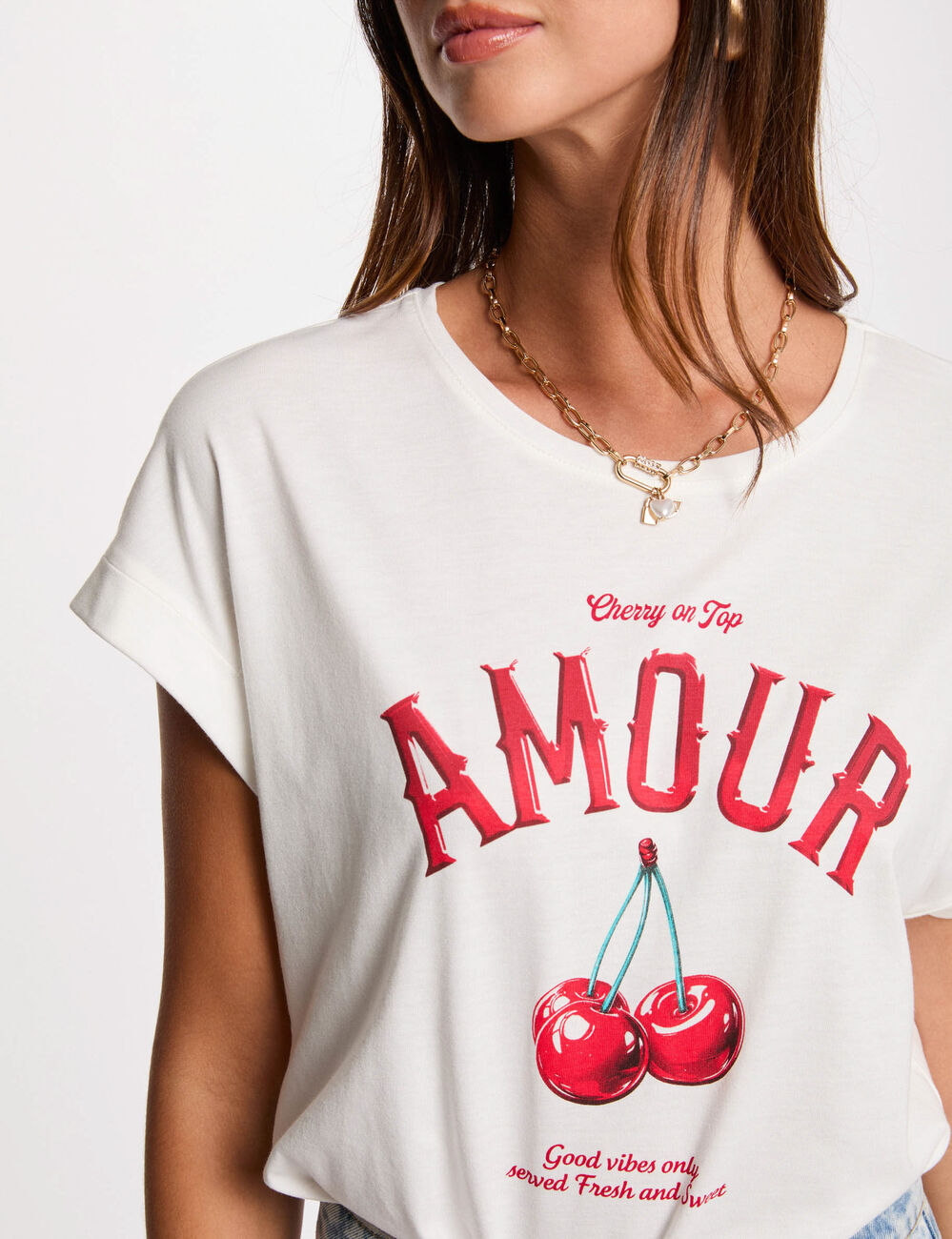 Camiseta con inscripción blanco mujer