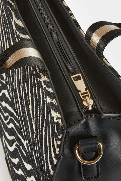 Bolso shopper estampado animal negro mujer