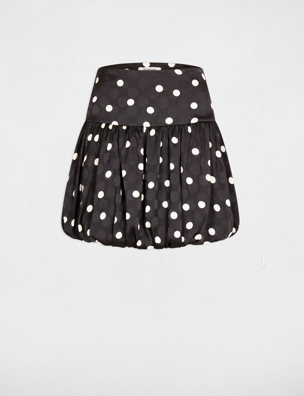 Falda globo estampada negro mujer