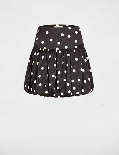 Falda globo estampada negro mujer
