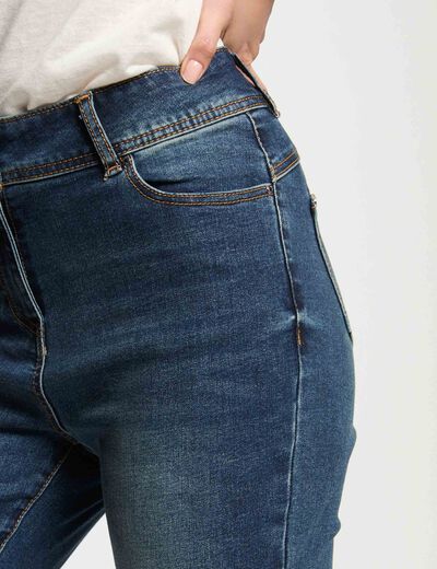 Vaquero slim estilo corto denim stone mujer