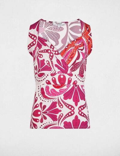 Camiseta ajustada cuello coraz&oacute;n multicolor mujer