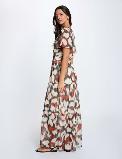 Vestido largo cruzado multicolor mujer