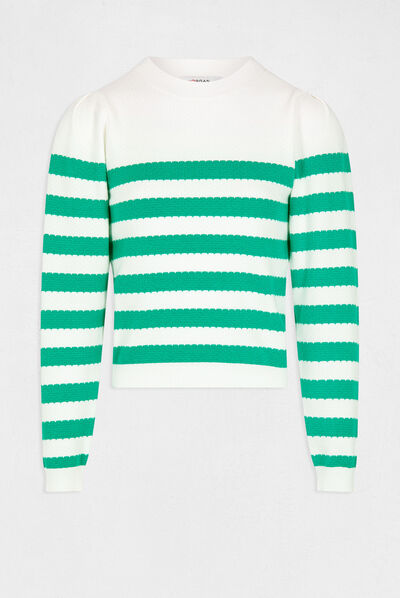 Jersey manga larga con rayas verde mujer