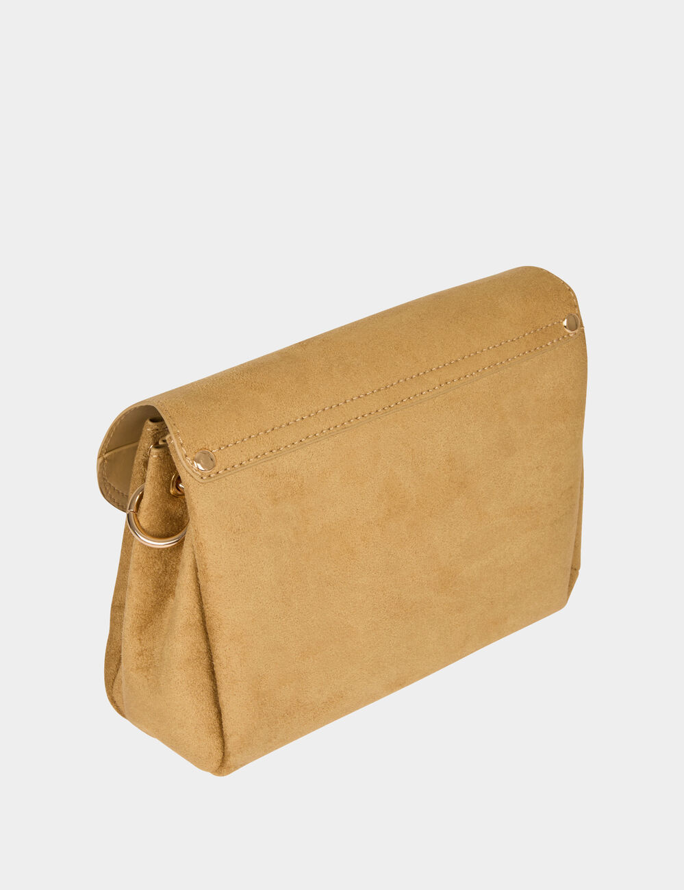 Bolso flexible de ante beige mujer