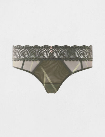 Shorty de encaje verde caqui mujer
