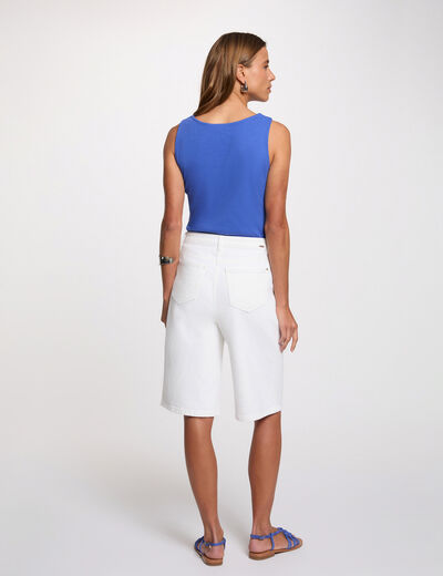 Top ajustado con cuello en v azul mujer