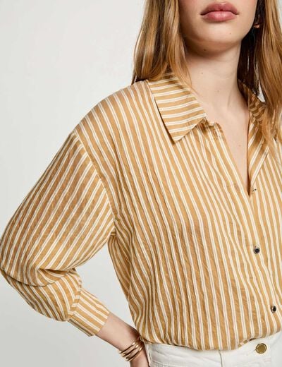 Camisa de rayas con cuello vuelto multicolor mujer
