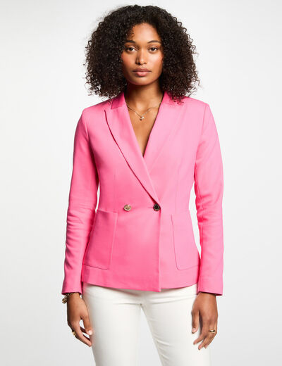 Americana entallada abotonada rosa mujer