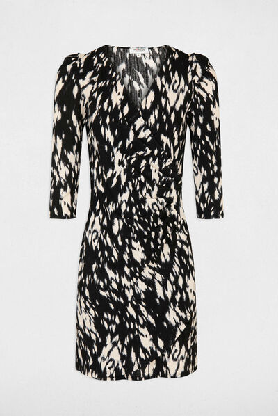 Vestido ajustado drapeado estampado multico mujer