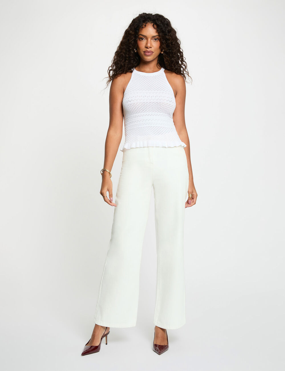Jersey ajustado sin mangas blanco mujer