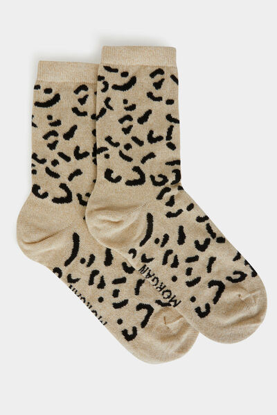 Caja 4 pares de calcetines dorado mujer