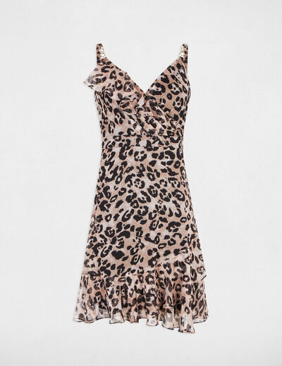Vestido corto evasé estampado multicolor mujer
