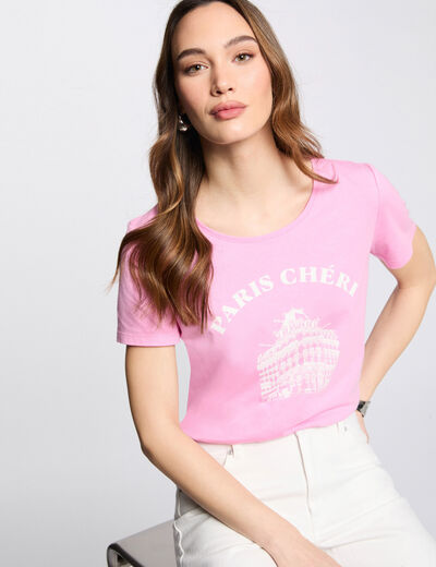 Camiseta con mensaje rosa mujer