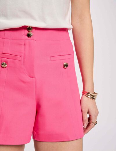 Short recto con pinzas rosa mujer