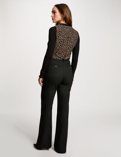 Pantalón pernera ancha pinzas negro mujer
