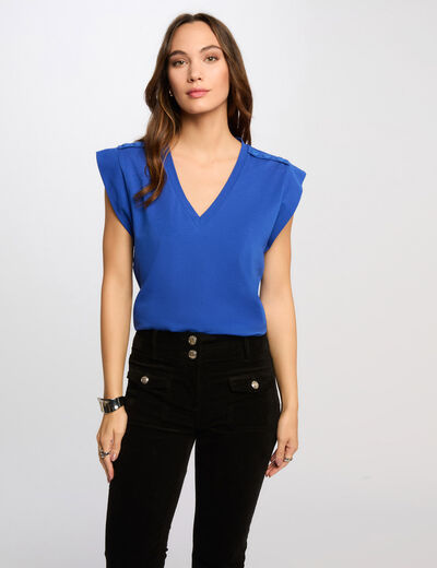 Camiseta manga corta azul eléctrico mujer