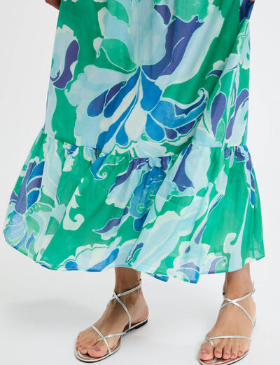 Falda larga estampada multicolor mujer