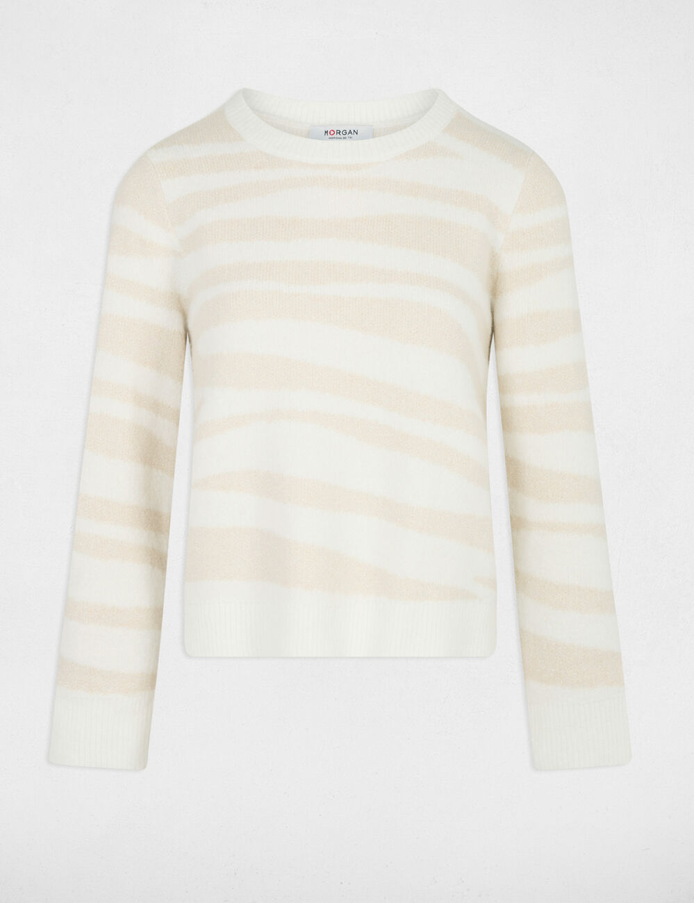 Jersey corto jacquard marfil mujer