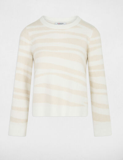 Jersey corto jacquard marfil mujer