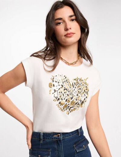 Camiseta de manga corta blanco mujer
