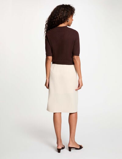 Falda l&aacute;piz de cintura alta beige mujer