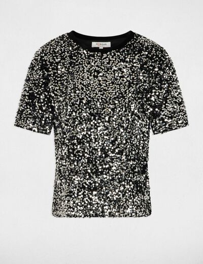 Camiseta de manga corta negro mujer