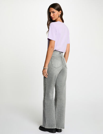 Camiseta de strass manga corta morado mujer