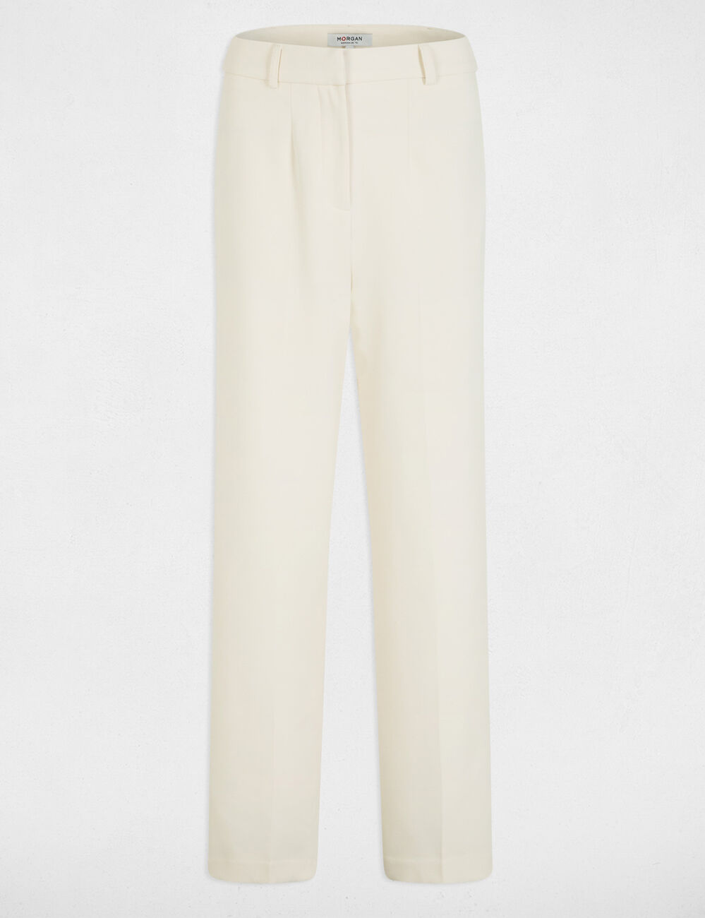 Pantal&oacute;n recto con pinzas creme mujer