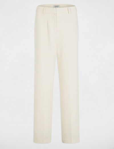 Pantal&oacute;n recto con pinzas creme mujer