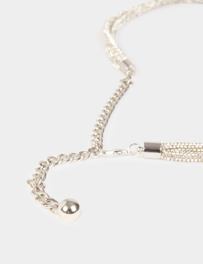 Cintur&oacute;n fino con strass couleur argent mujer