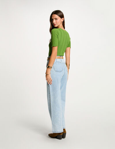 Jersey manga corta vert anis mujer