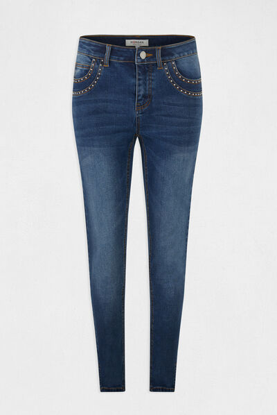 Vaquero slim con tachuelas vaquero stone mujer