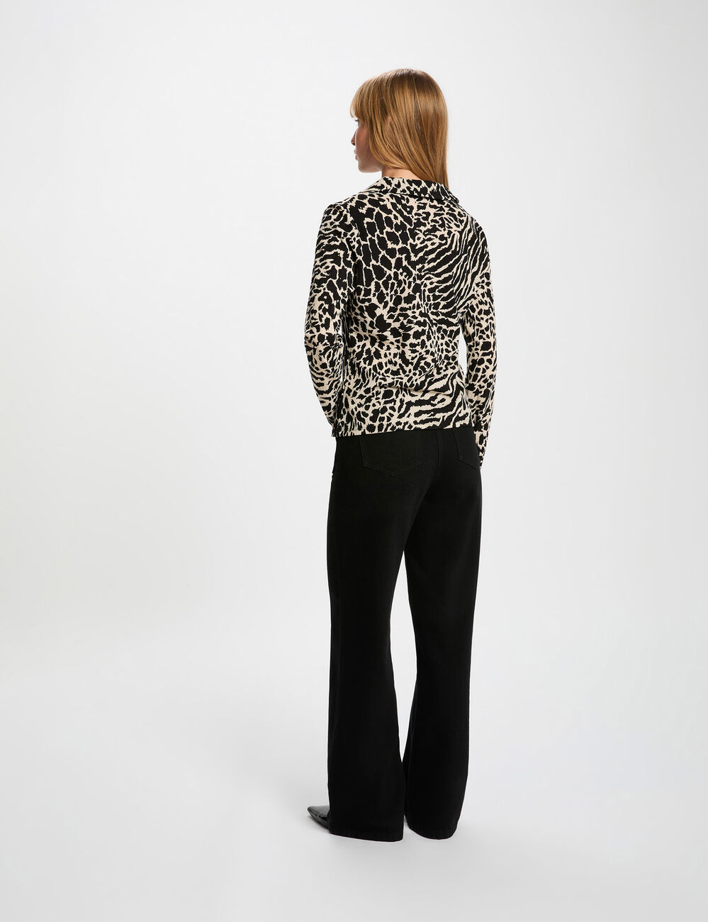 Camisa entallada con cuello vuelto multicolor mujer