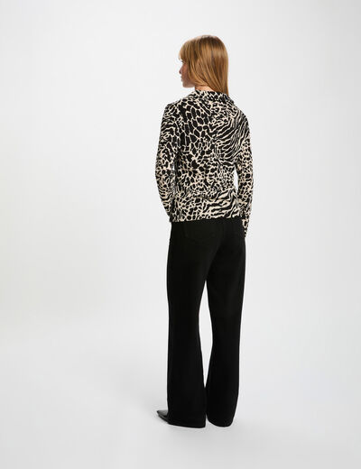 Camisa entallada con cuello vuelto multicolor mujer