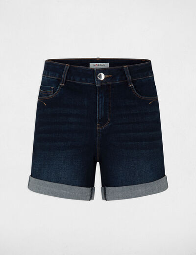 Short vaquero recto vaquero en bruto mujer