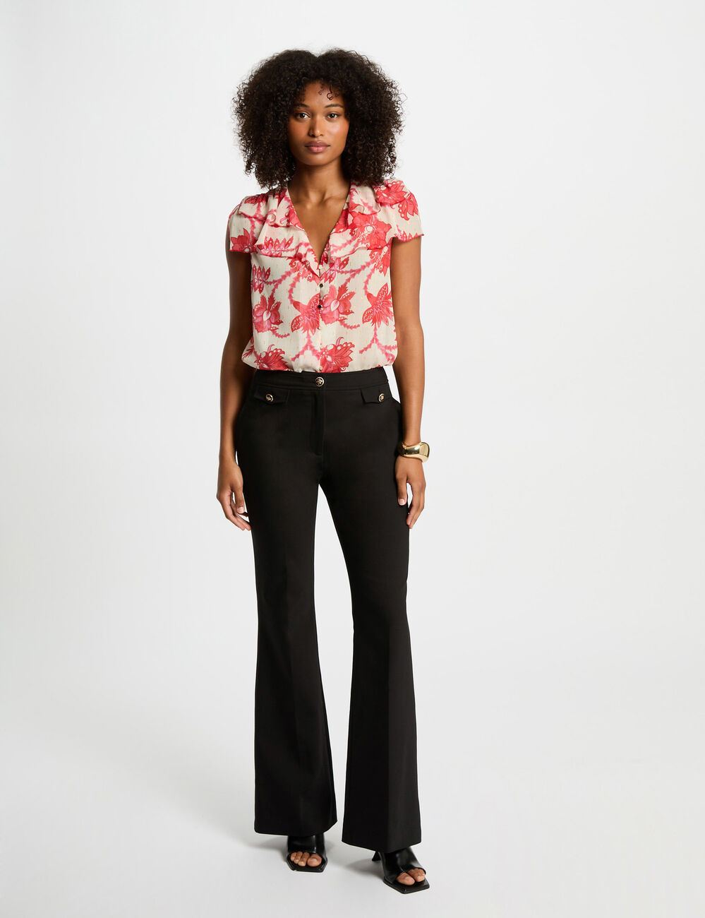 Pantalón boot-cut negro mujer