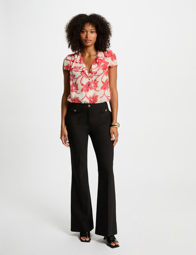 Pantalón boot-cut negro mujer