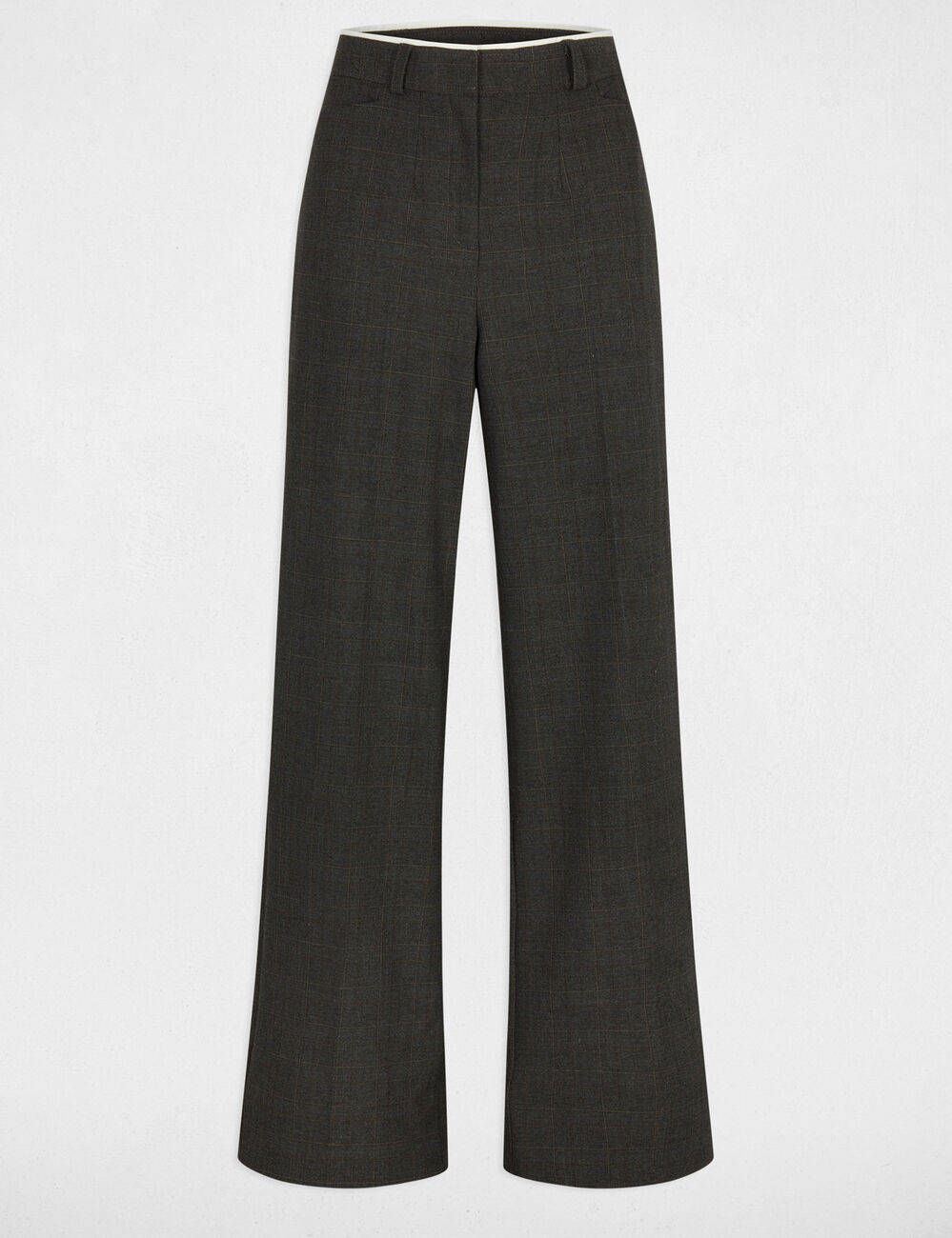 Pantal&oacute;n ancho de tiro alto gris moyen mujer