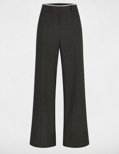 Pantal&oacute;n ancho de tiro alto gris moyen mujer