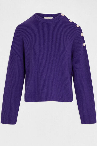 Jersey manga larga con botones violeta mujer