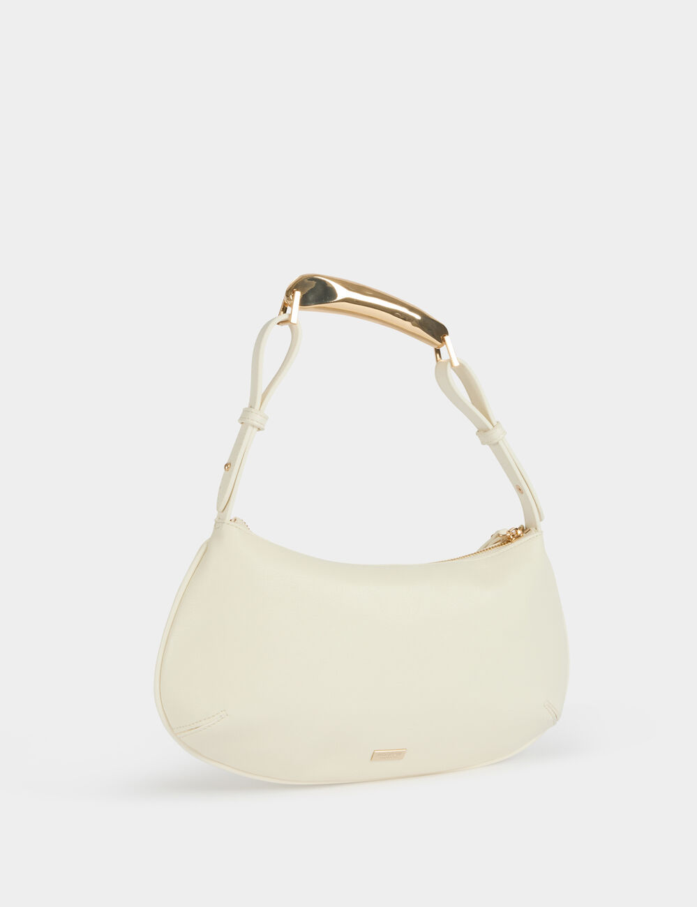 Bolso con asa met&aacute;lica blanco mujer